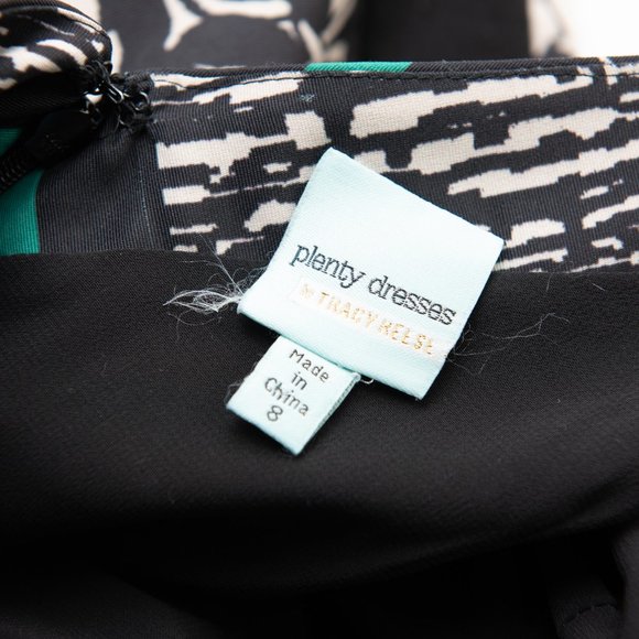 Plenty By Tracy Reese Faille Dress Francesca Mini Shift Black White Green Size 8 - Picture 4 of 7
